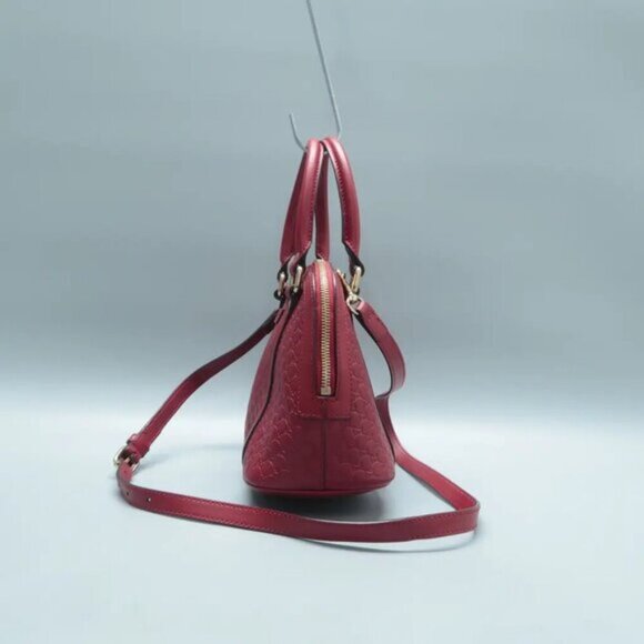 GUCCI Dome Red GG Leather Satchel 380-020125 - Picture 5 of 12